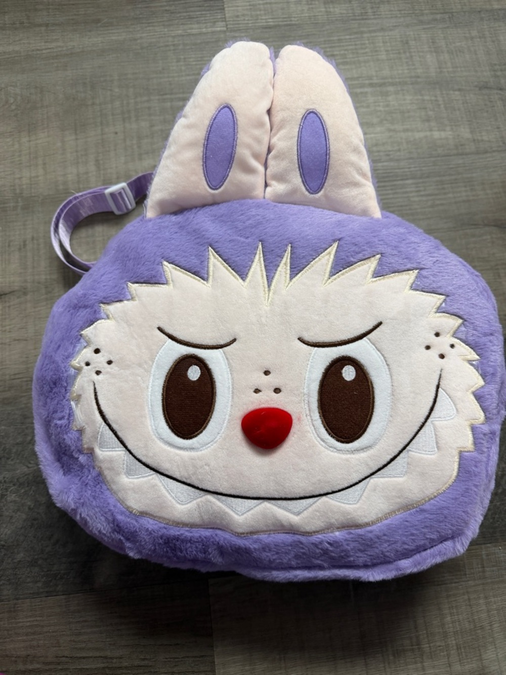 Plush Purple labubu Face Kids Backpack